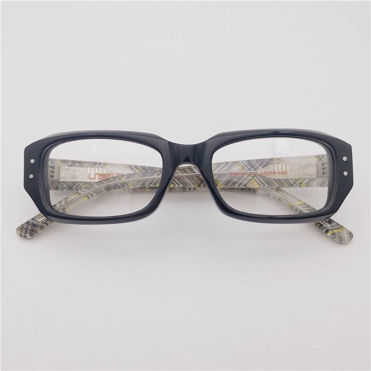 Exit tail single -colored black full -frame striped stripe decorative coarse mirror leg punk retro glasses rack
