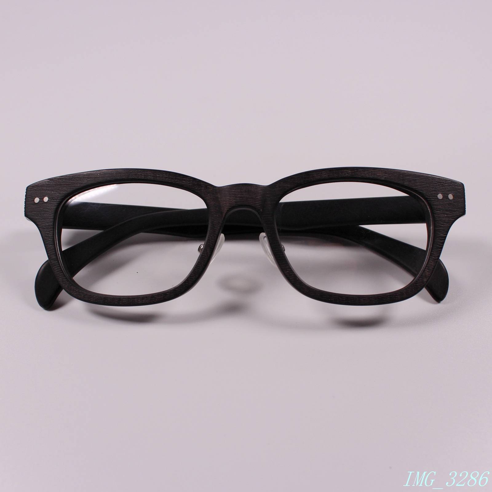 Single -knotted men's and women's fashion wood grain rivet board large frame myopia glasses frame glasses frame dumb black