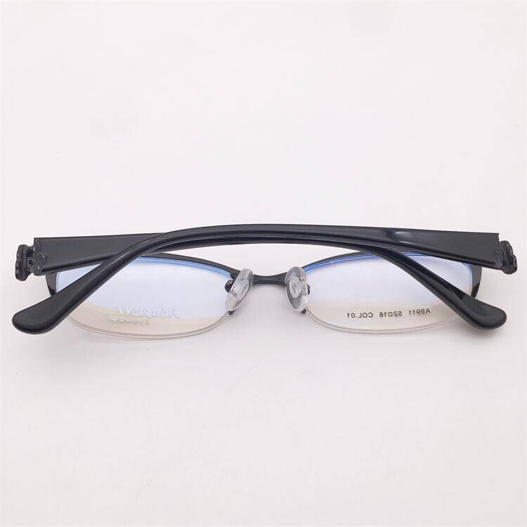 Treasured orphan original single black alloy business temperament half -frame carving sheet lens legs personality glasses shelf female
