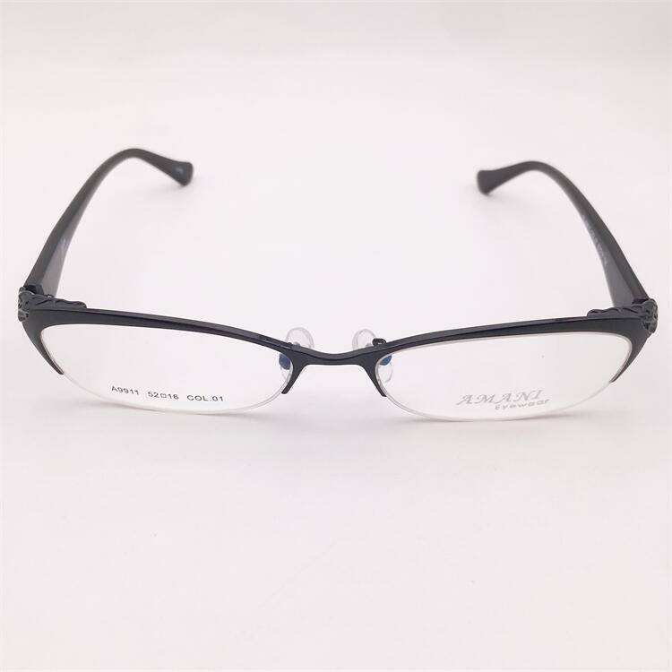 Treasured orphan original single black alloy business temperament half -frame carving sheet lens legs personality glasses shelf female