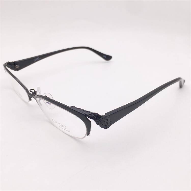 Treasured orphan original single black alloy business temperament half -frame carving sheet lens legs personality glasses shelf female