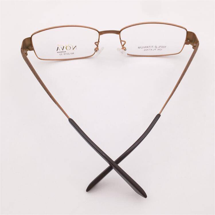 Treasure orphan original single ultra -light pure titanium coffee golden business temperament full -frame hollow carved mirror leg glasses frame