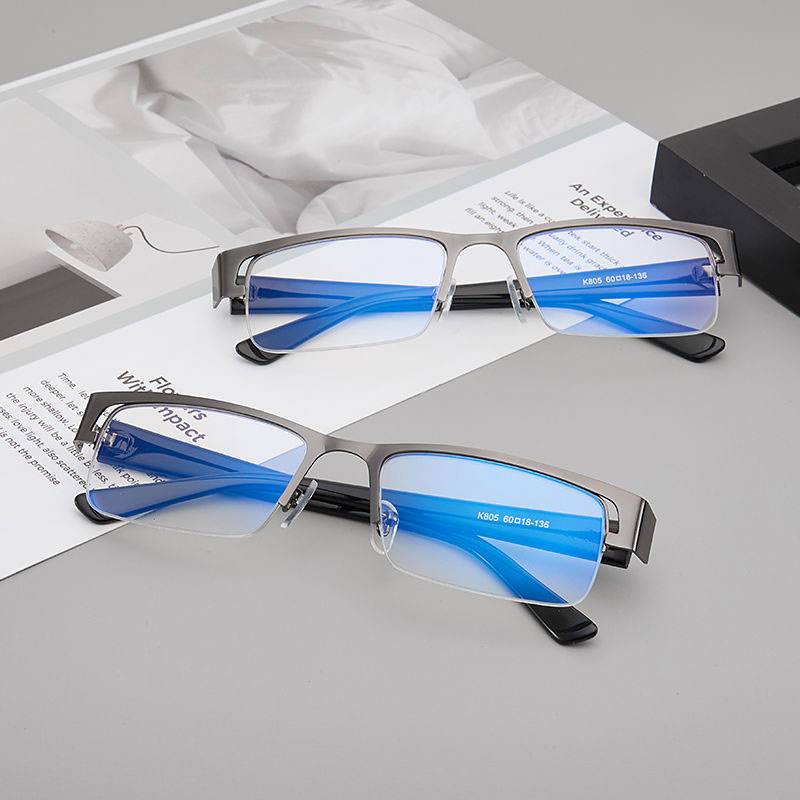 Korean semi -frame myopia glasses male and female anti -blue light radiation protection eye flat lens glasses frame