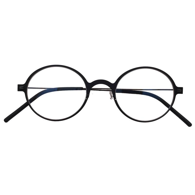 Export -end single German order ultra -light titanium black gun gold coffee color full -frame small round frame literary temperament glasses rack