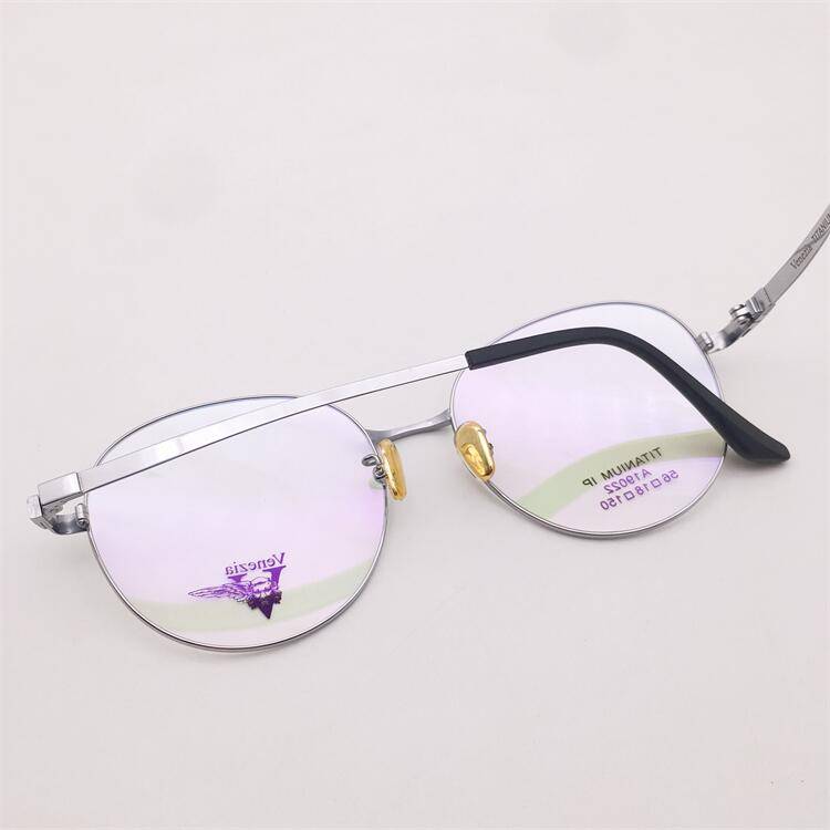 Treasure orphan original single silver ultra -light pure titanium full -frame large round frame literary temperament show face glasses rack