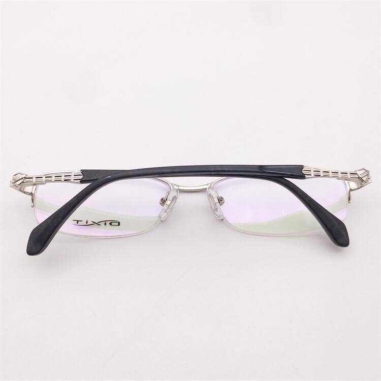 Original single French order silver business temperament half -frame spring plate mirror legs personalized glasses frame men and women