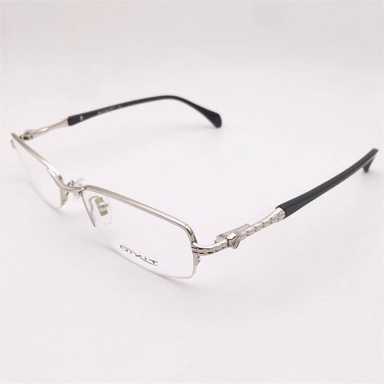 Original single French order silver business temperament half -frame spring plate mirror legs personalized glasses frame men and women