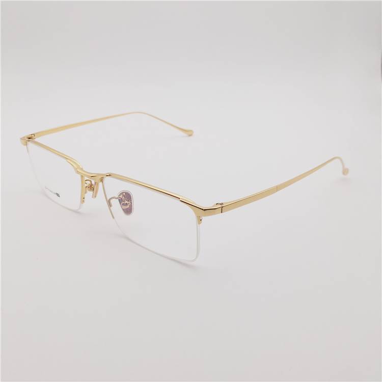 Treasured Japanese order black golden pure titanium half -frame glasses rack men and women retro punk business big fat faces