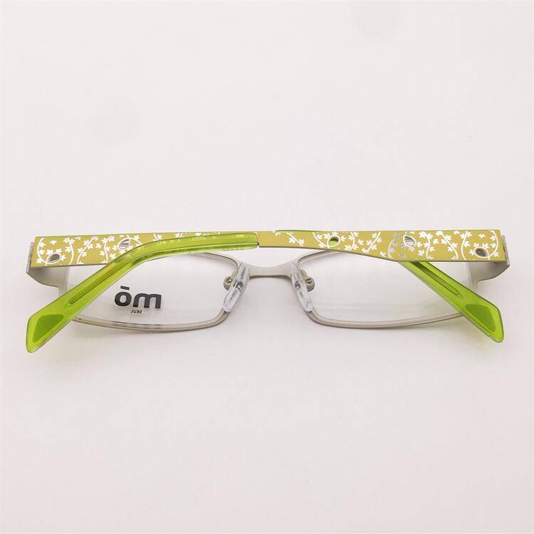Treasured orphan original single green alloy full -frame small square box carved small face literary glasses shelf female