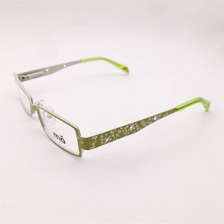 Treasured orphan original single green alloy full -frame small square box carved small face literary glasses shelf female