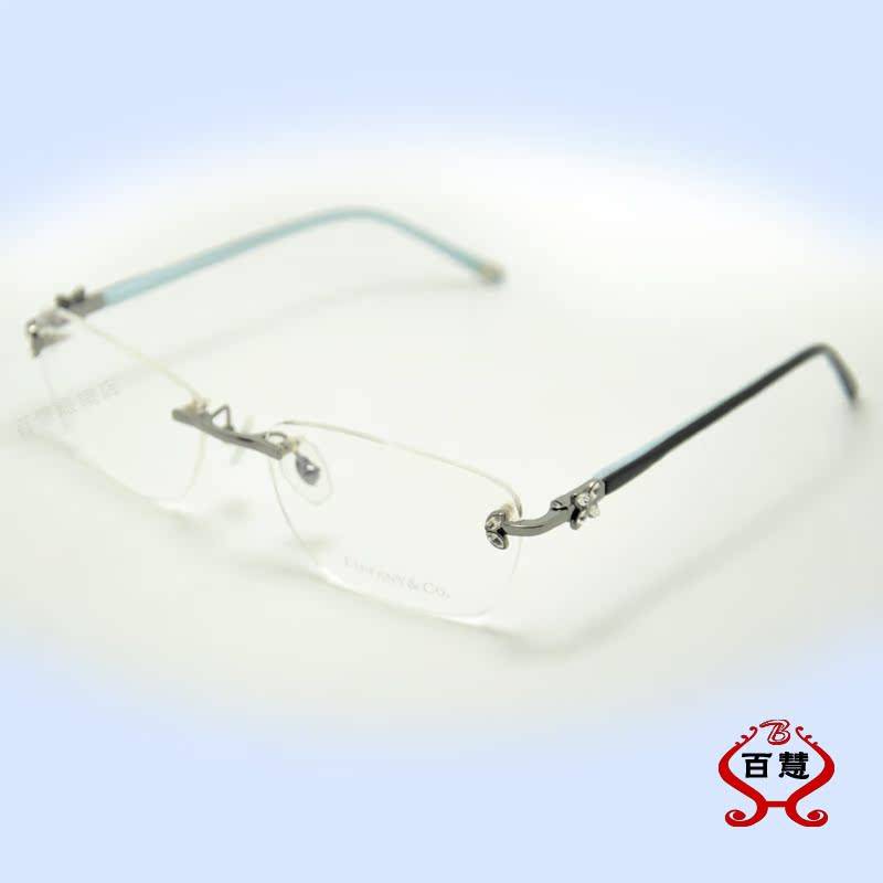 Brand Classic Myopia Glasses Shelf Black Inner Blue New TF2135 Frameless Glasses Frame Men and Women's Gold and Silver