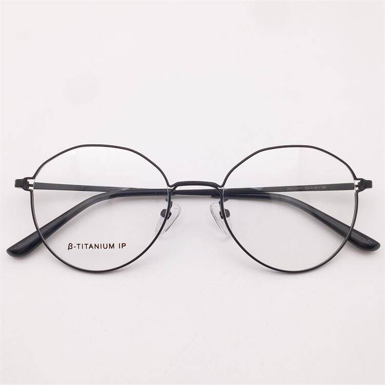 Export -end order Japanese order ultra -light titanium black gun silver coffee color full -frame large round frame literary temperament glasses men and women