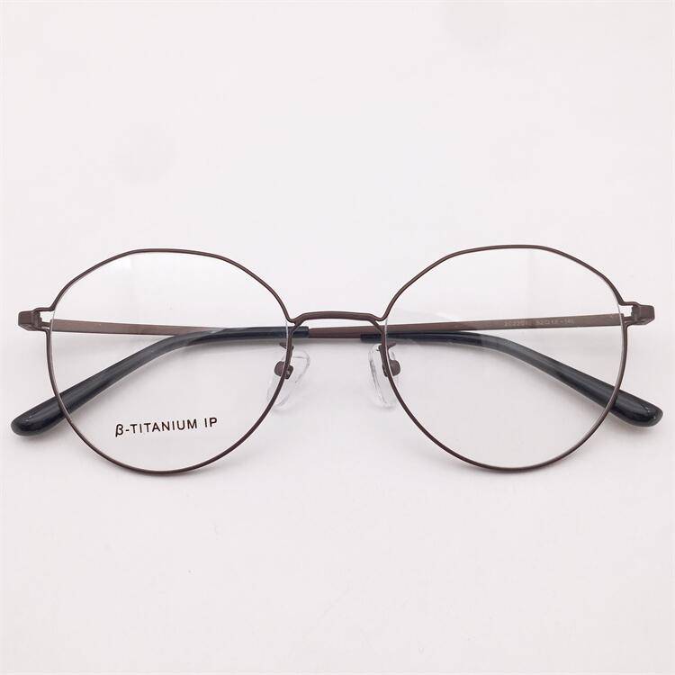 Export -end order Japanese order ultra -light titanium black gun silver coffee color full -frame large round frame literary temperament glasses men and women