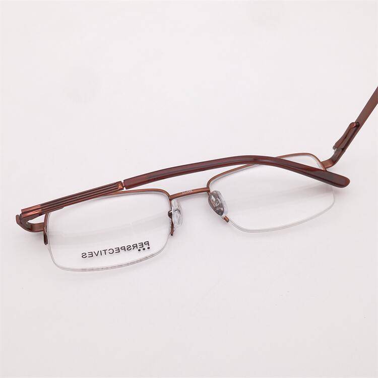 Treasured orphan original single coffee color business temperament half -frame square frame spring mirror leg with close vision old flower glasses rack