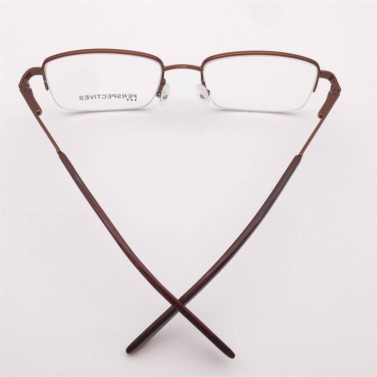 Treasured orphan original single coffee color business temperament half -frame square frame spring mirror leg with close vision old flower glasses rack
