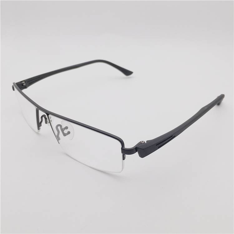 Exit at the end of Single German order black gun coffee titanium half -frame glasses frame male business temperament gentleman big face fat face