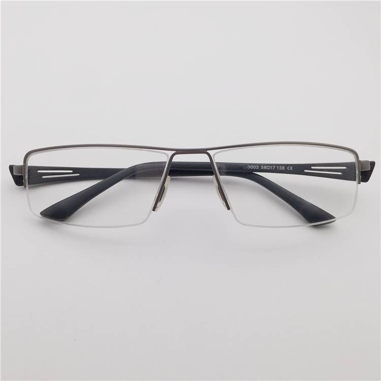 Exit at the end of Single German order black gun coffee titanium half -frame glasses frame male business temperament gentleman big face fat face