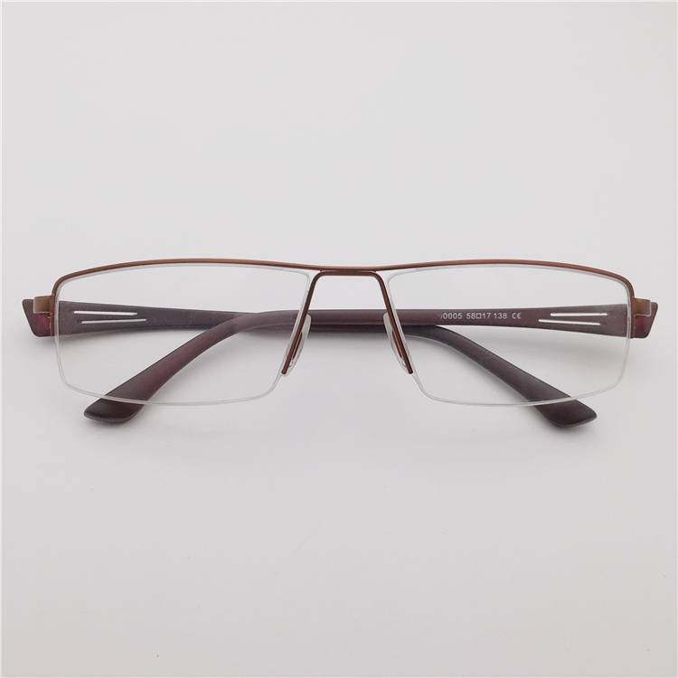 Exit at the end of Single German order black gun coffee titanium half -frame glasses frame male business temperament gentleman big face fat face