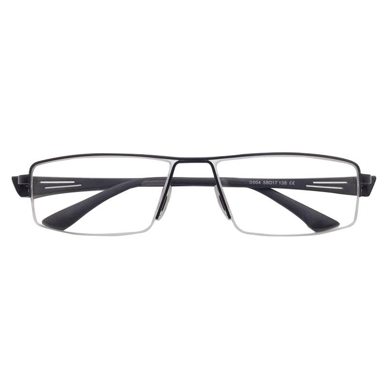 Exit at the end of Single German order black gun coffee titanium half -frame glasses frame male business temperament gentleman big face fat face