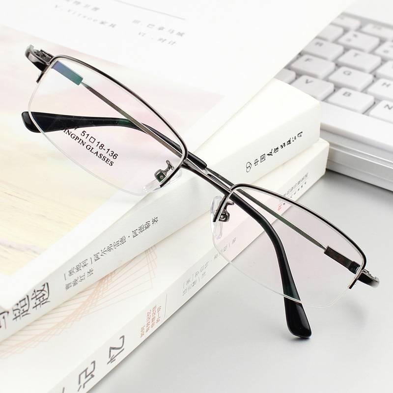 ultra -bending men's half -frame memory titanium alloy myopia glasses frame glasses glasses, glasses, old flowers small faces and small frames