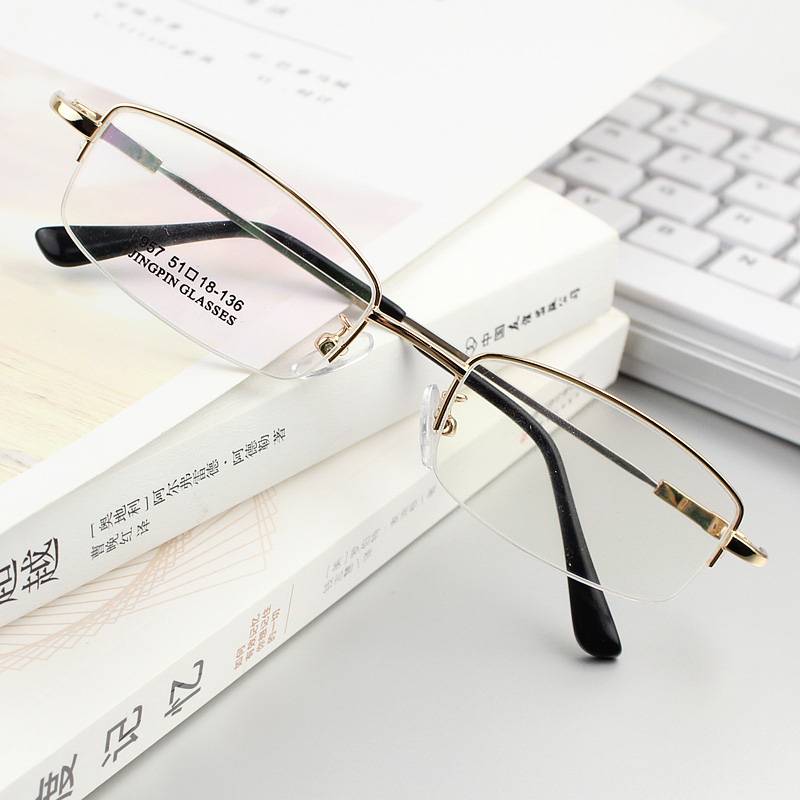 ultra -bending men's half -frame memory titanium alloy myopia glasses frame glasses glasses, glasses, old flowers small faces and small frames