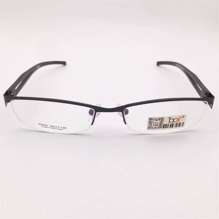 Treasure orphan original single black alloy business temperament half frame TR90 anti -allergic mirror leg glasses frame men and women