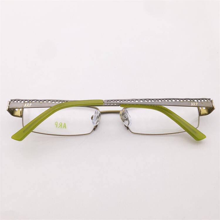 Treasure orphan original single ultra -light alloy green business temperament half frame hollow carved mirror leg glasses men and women
