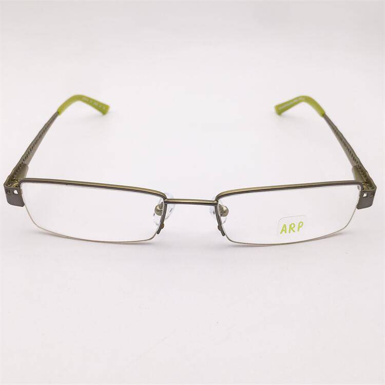 Treasure orphan original single ultra -light alloy green business temperament half frame hollow carved mirror leg glasses men and women