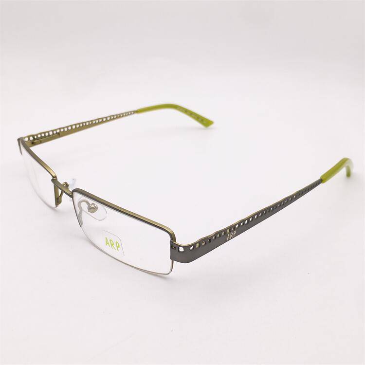 Treasure orphan original single ultra -light alloy green business temperament half frame hollow carved mirror leg glasses men and women