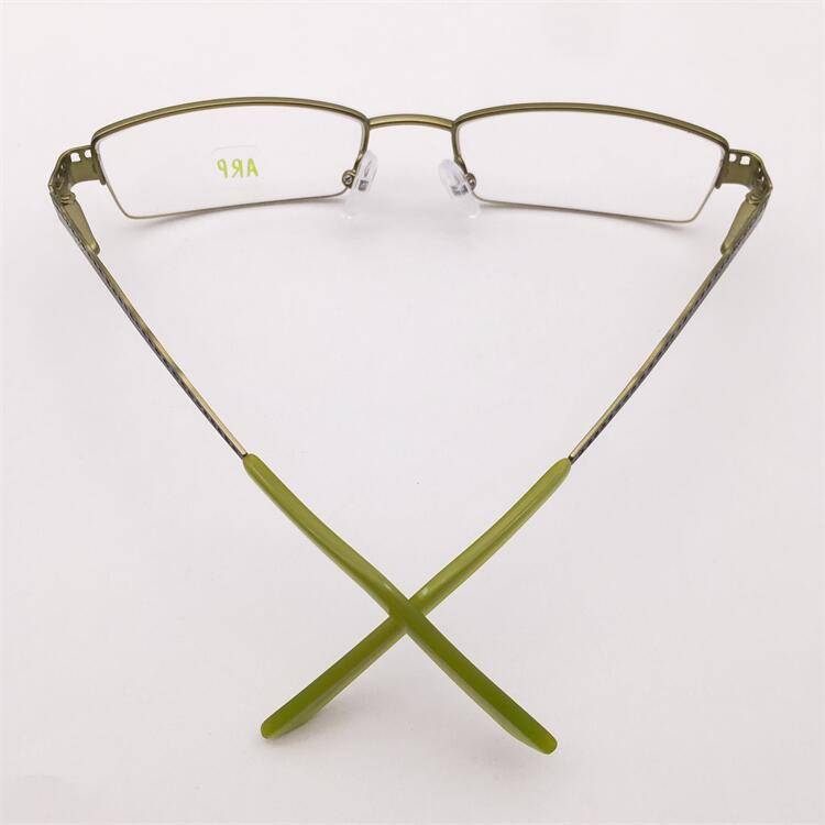 Treasure orphan original single ultra -light alloy green business temperament half frame hollow carved mirror leg glasses men and women