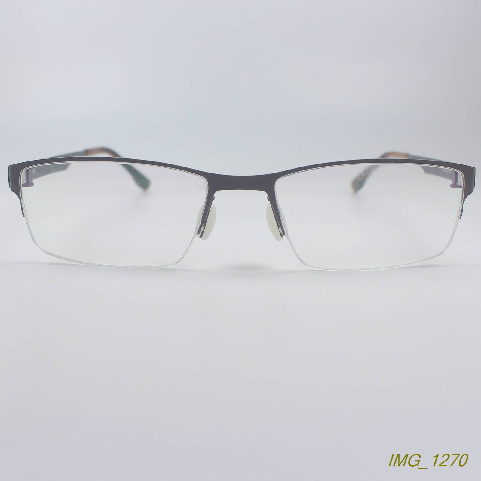 Single -sample box half -frame metal business myopia glasses frame glasses rack Eye Men and women gun gray