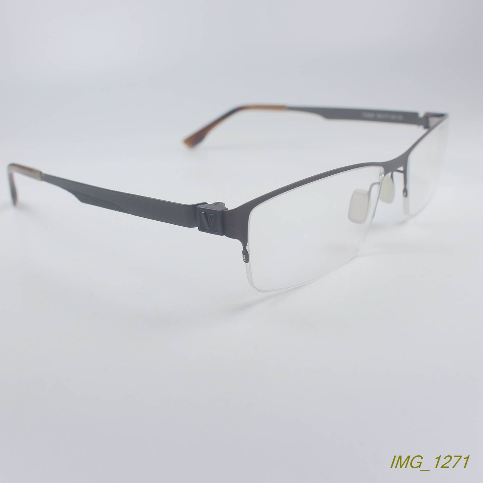 Single -sample box half -frame metal business myopia glasses frame glasses rack Eye Men and women gun gray