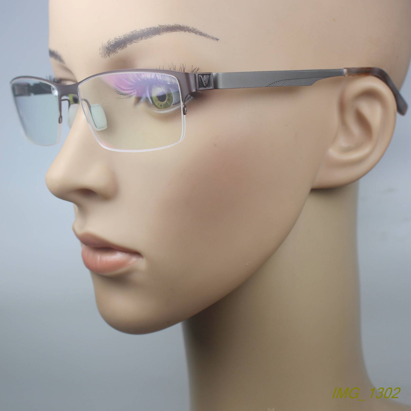 Single -sample box half -frame metal business myopia glasses frame glasses rack Eye Men and women gun gray