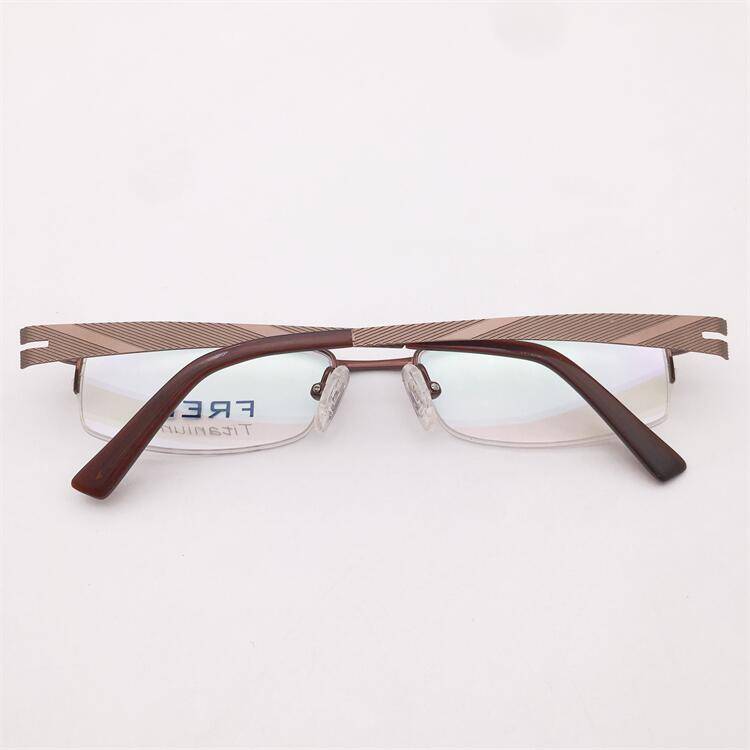 Treasured orphan original single coffee color ultra -light pure titanium business temperament half -frame carved mirror legs glasses shelf female