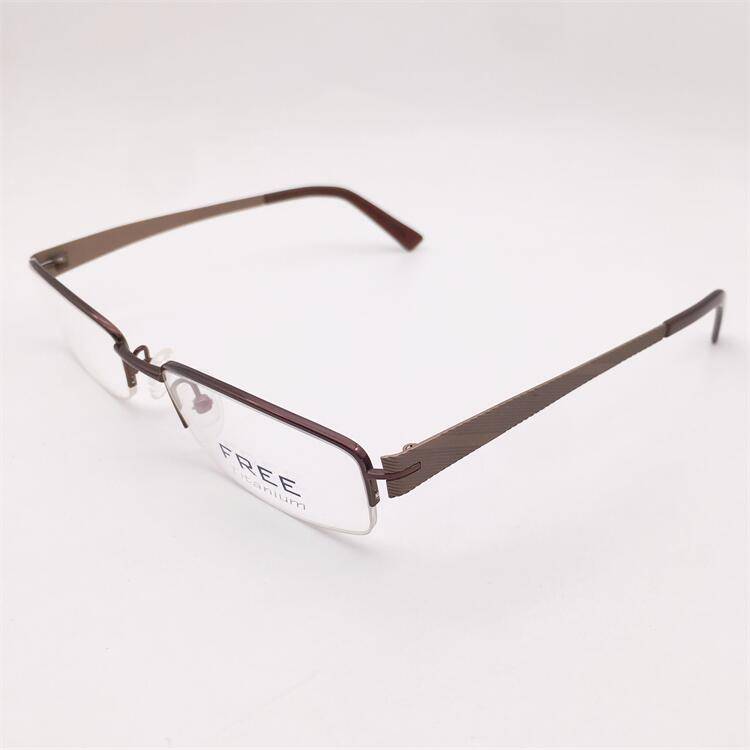Treasured orphan original single coffee color ultra -light pure titanium business temperament half -frame carved mirror legs glasses shelf female