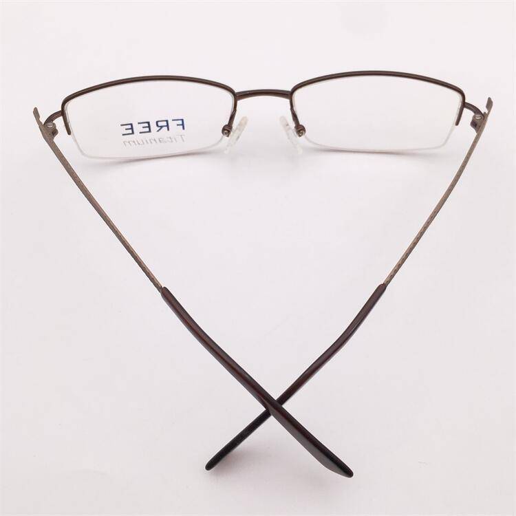 Treasured orphan original single coffee color ultra -light pure titanium business temperament half -frame carved mirror legs glasses shelf female