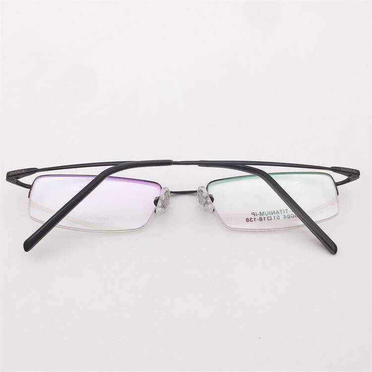 Treasured orphan original single black ultra -light titanium business temperament half -frame fine -legged glasses frame men and women