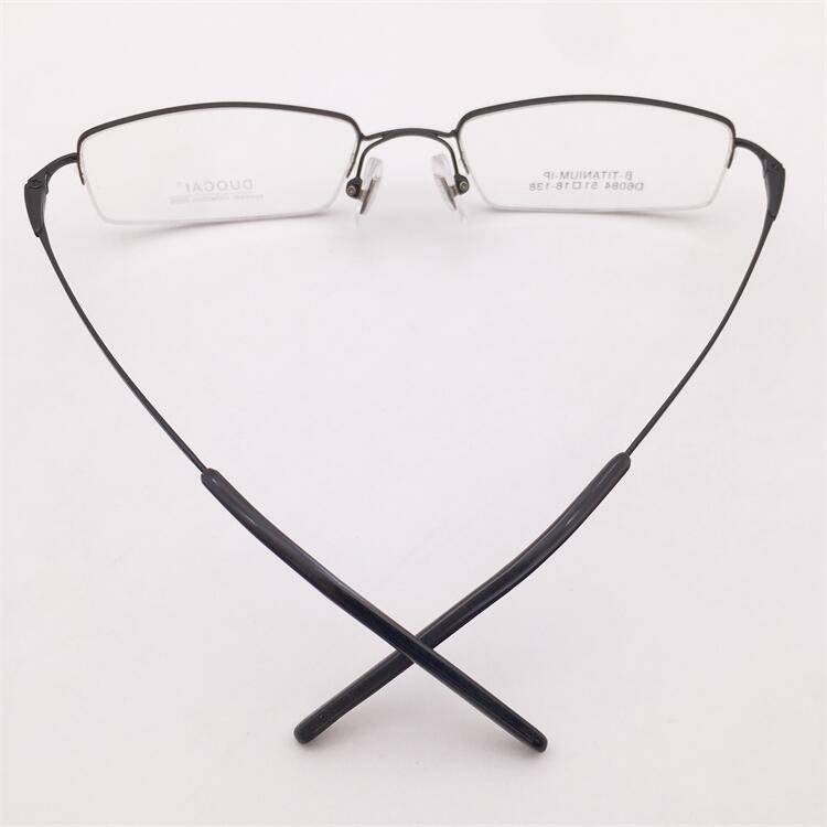 Treasured orphan original single black ultra -light titanium business temperament half -frame fine -legged glasses frame men and women