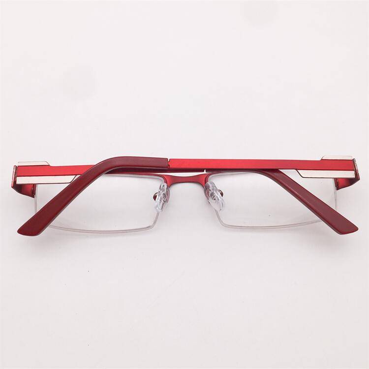 Original single Japanese order silver -red double -color electroplating business temperament half -frame spring mirror leg glasses shelf female