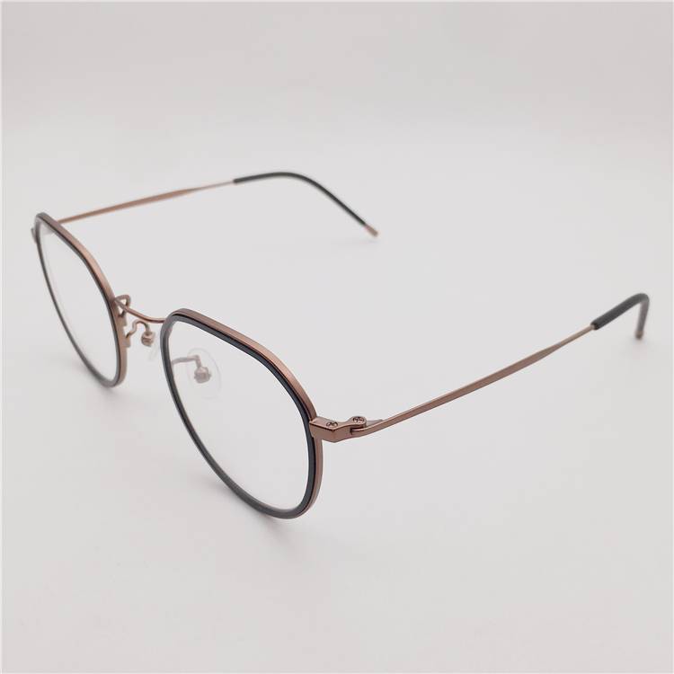 Orphan original single Japanese order pure titanium + plate black coffee color large round frame fine leg literary and personality glasses frame