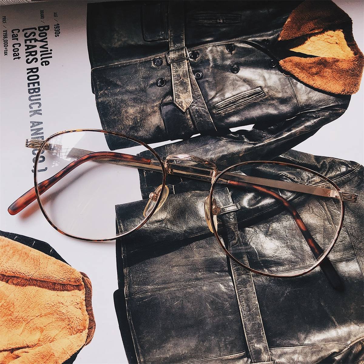 Early orphan  American retro vintage antique Pingguang metal frame glasses gayj1031