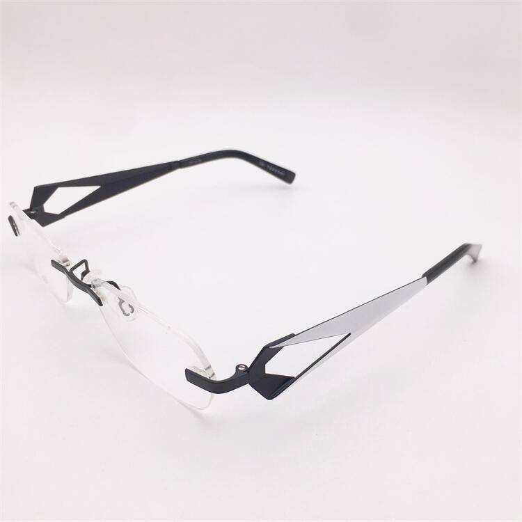 Treasure Orphan Original Single Black Titanium Business temperament Frameless Hollow Carved Decoration Mirror Leg Glasses Girls