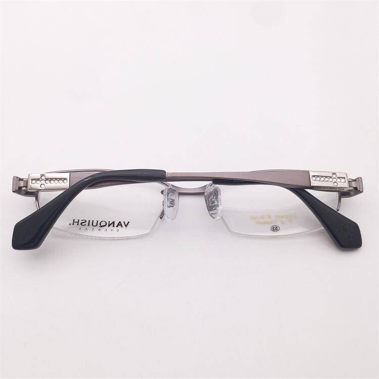 Treasured orphan original single gun color titanium business temperament half -frame decorative carved mirror leg glasses rack men and women