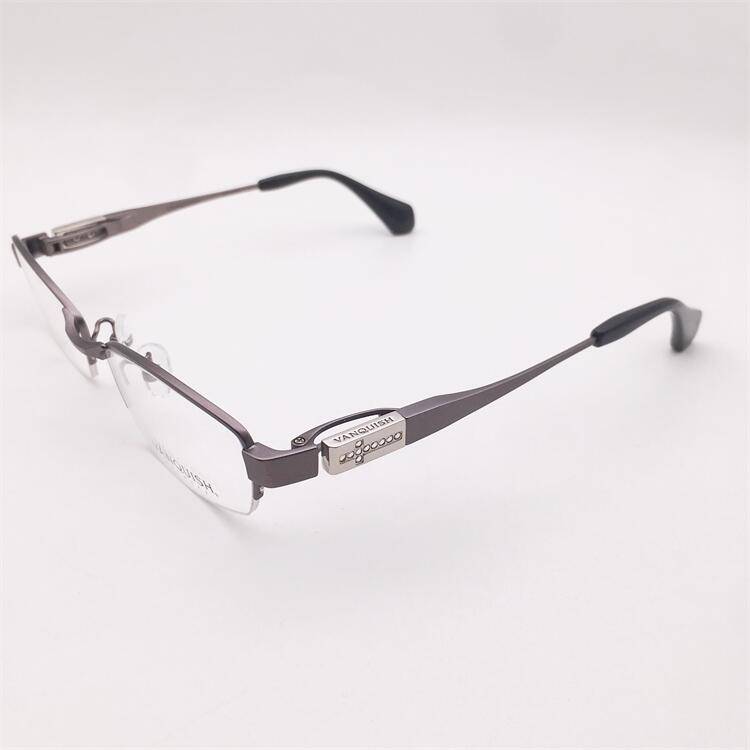 Treasured orphan original single gun color titanium business temperament half -frame decorative carved mirror leg glasses rack men and women