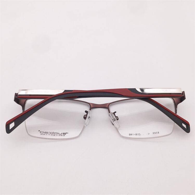 Treasured orphan original single coffee color alloy business temperament half -frame personalized silicone mirror leg versatile glasses shelf female