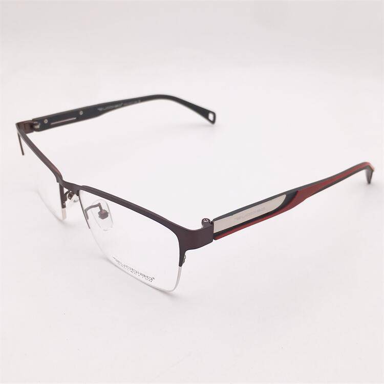 Treasured orphan original single coffee color alloy business temperament half -frame personalized silicone mirror leg versatile glasses shelf female