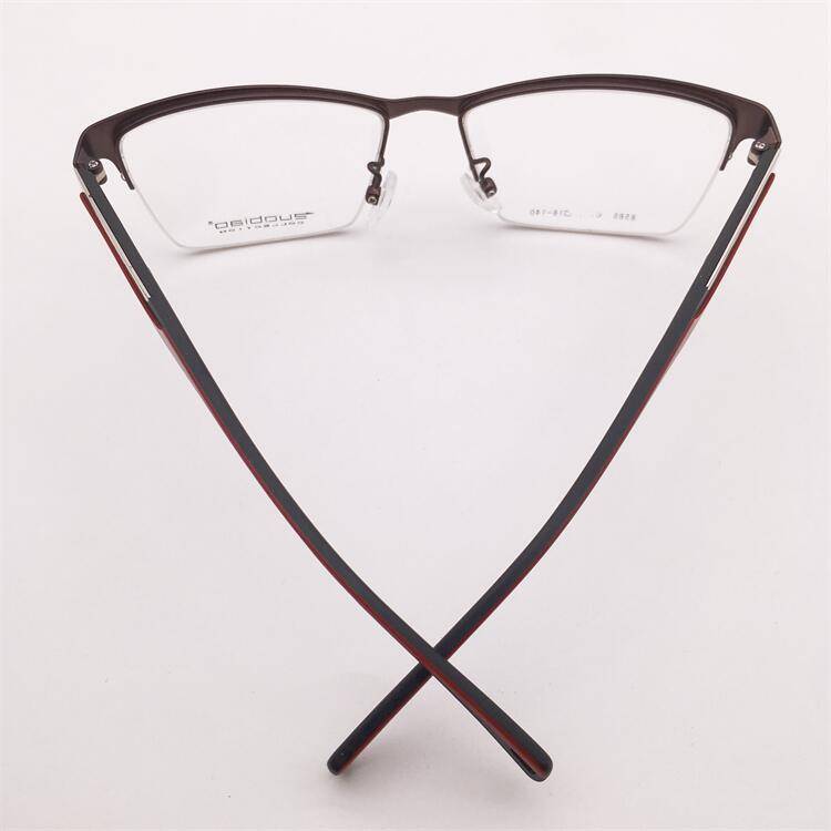 Treasured orphan original single coffee color alloy business temperament half -frame personalized silicone mirror leg versatile glasses shelf female