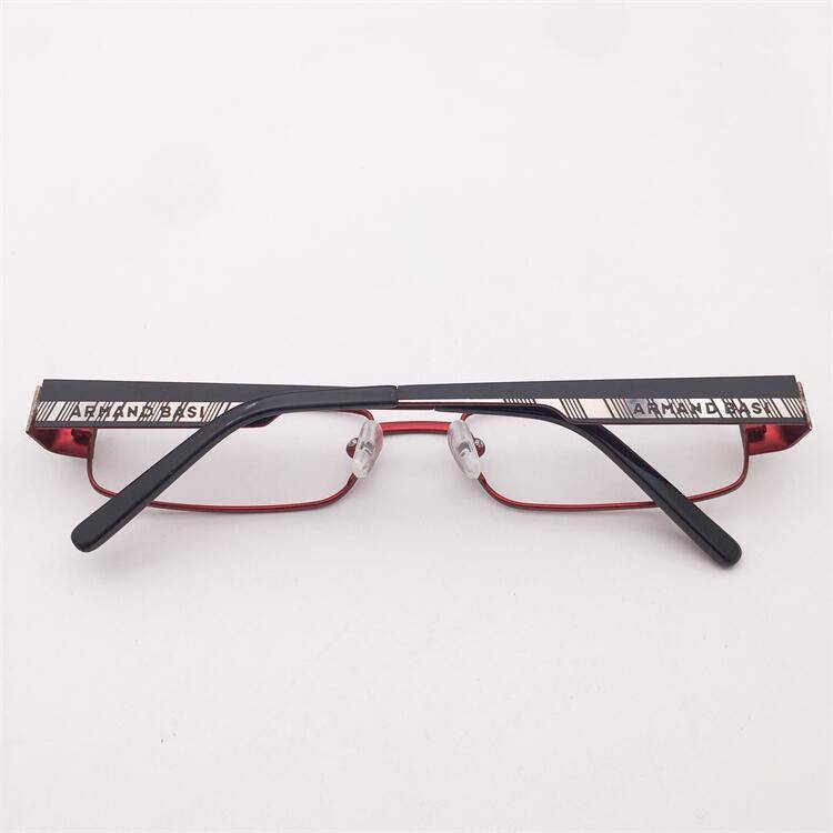 Original single Japanese order red alloy full -frame small square box spring carved lens leg art temperament glasses rack