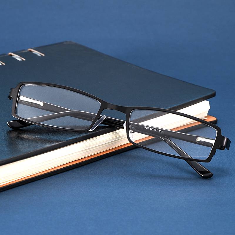 Glasses full -frame male myopia small frame square female small face comfort plate spring legs with flat light prevention blue light