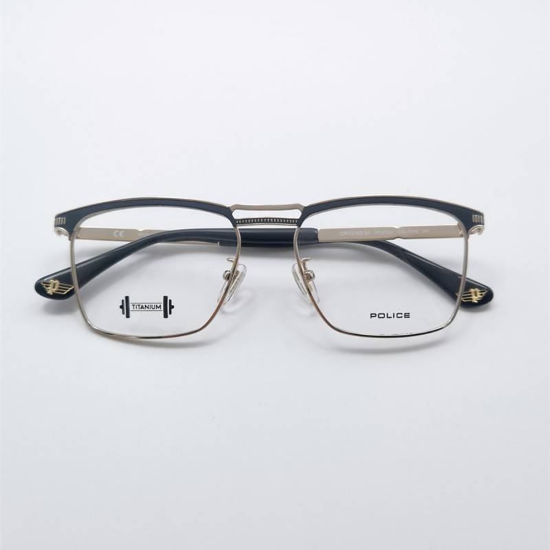 Police men's and women's myopia glasses frame double beam square pure titanium small face glasses rack VPLF23J